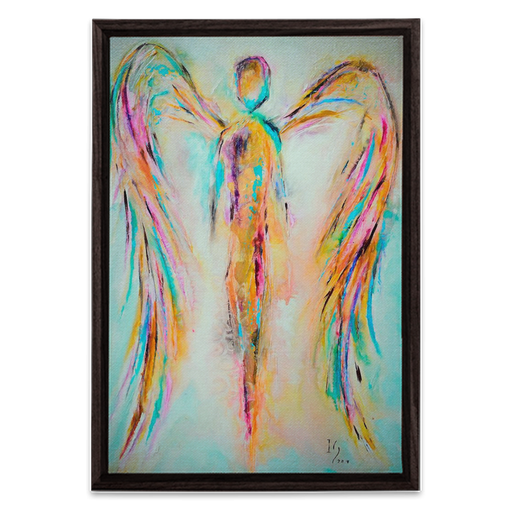 Guardian Angel - angel painting canvas print by Ivan Guaderrama