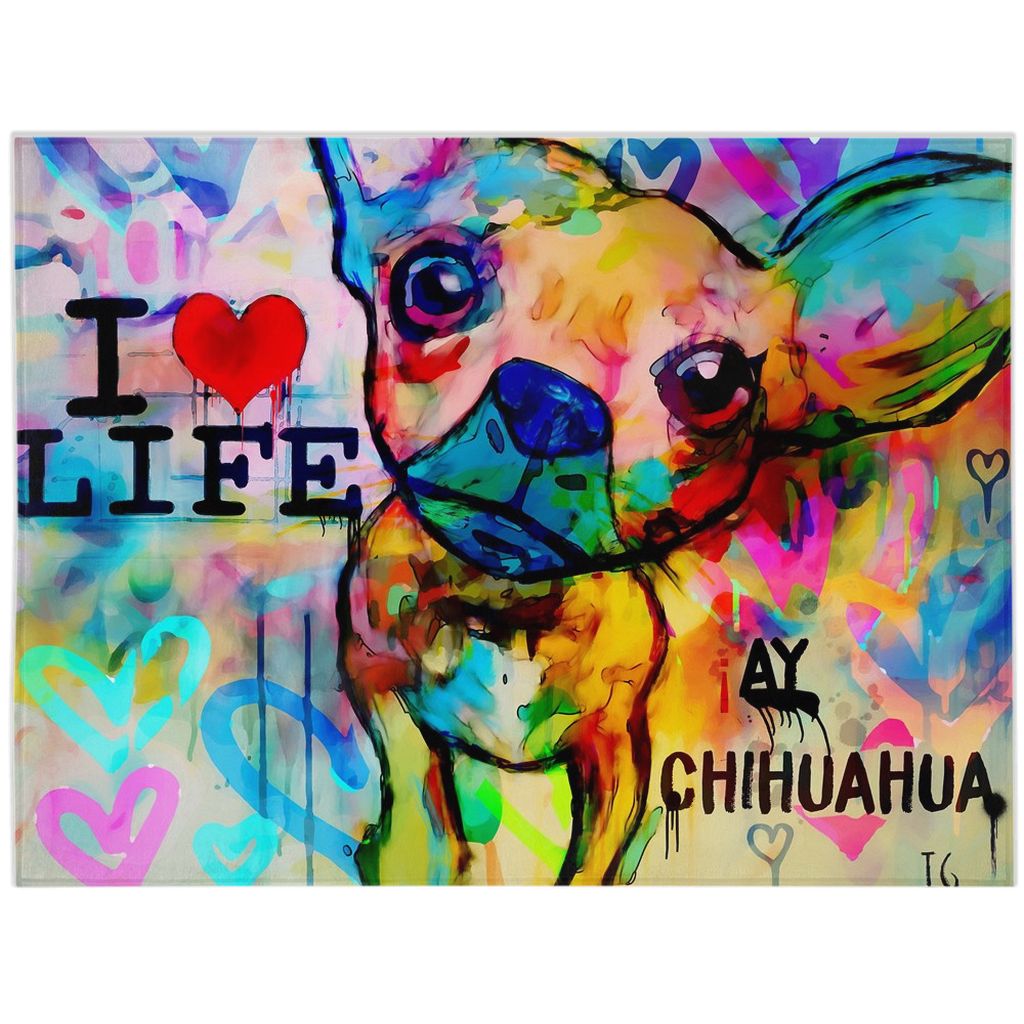 Ay Chihuahua Minky Blankets canvas print in room setting - christian blanket by Ivan Guaderrama