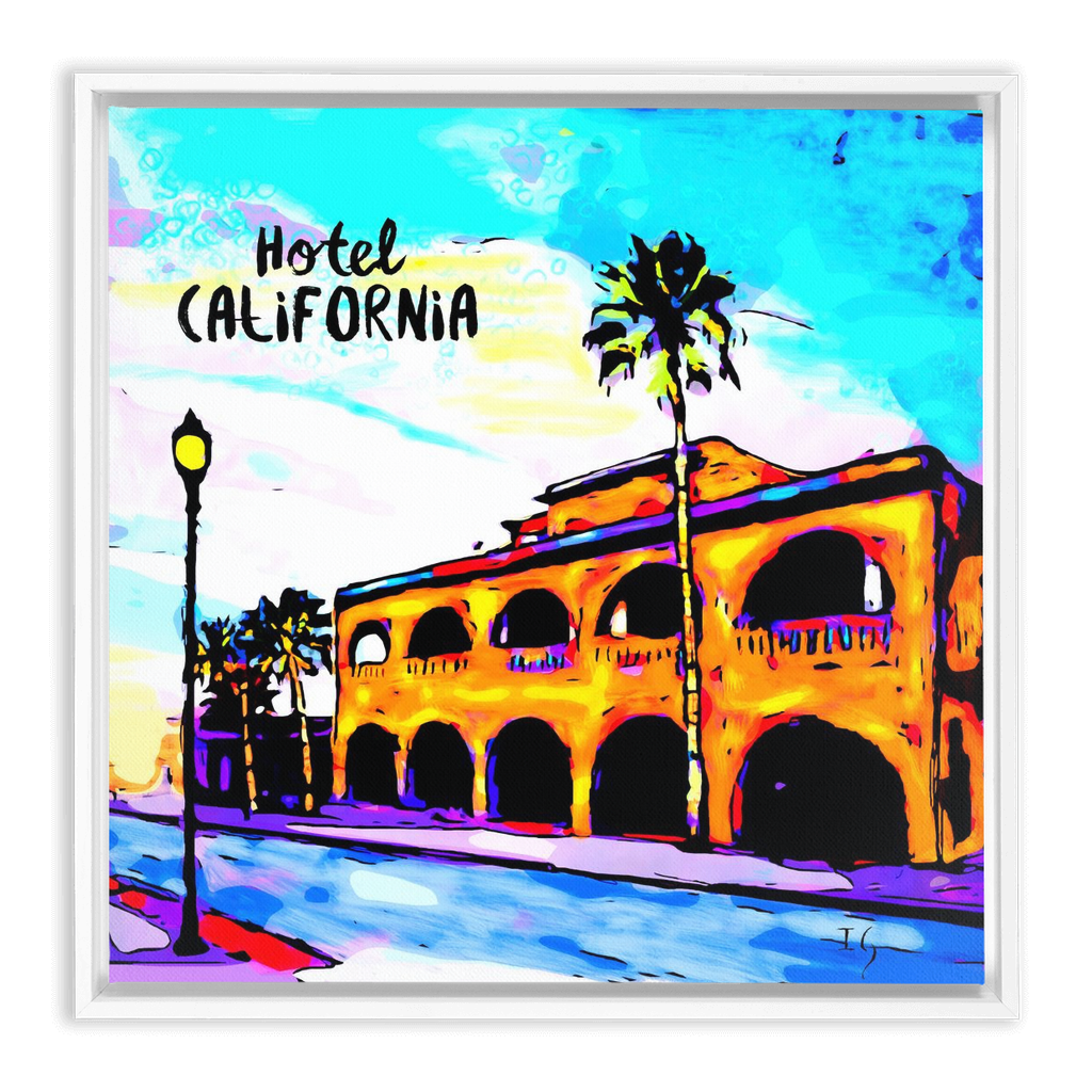 Hotel California artwork detail - interactive canvas print that comes alive with mobile app wall art