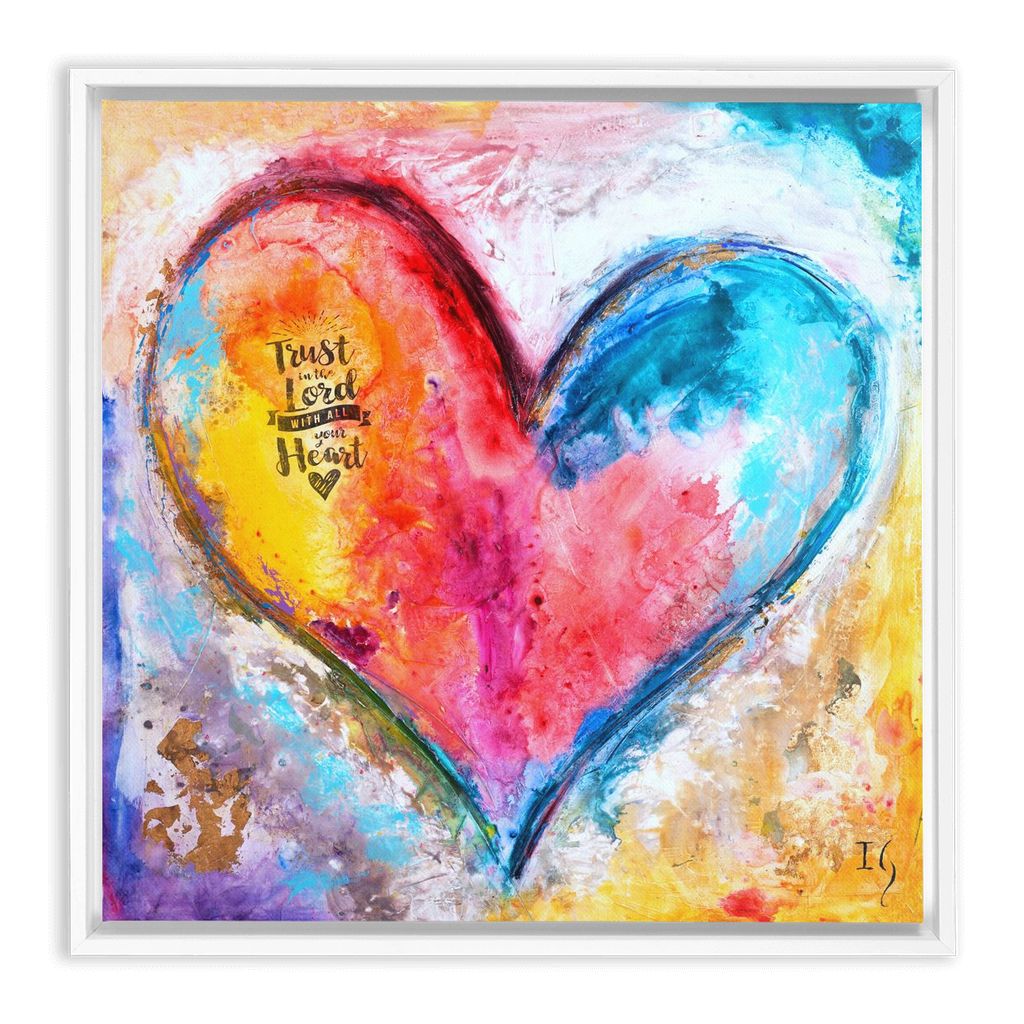 Trust In The Lord artwork detail - heart painting canvas print wall art