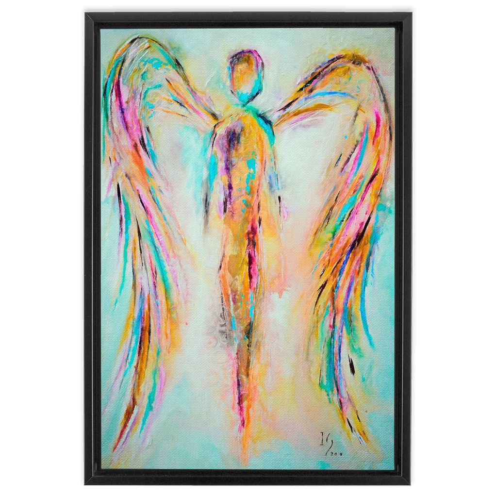 Guardian Angel artwork detail - angel painting canvas print wall art