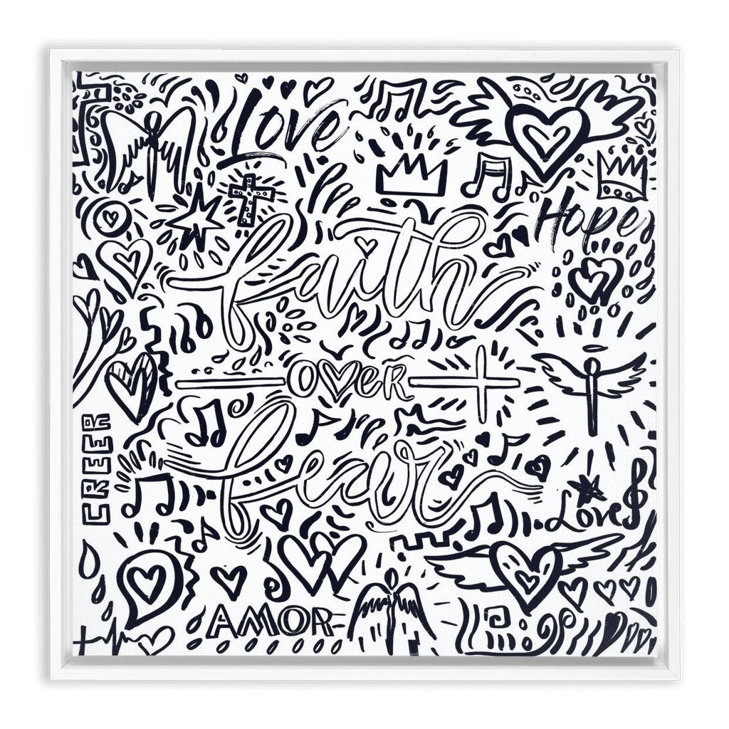 Colors of Faith Edition- Faith Over Fear artwork detail - interactive canvas print that comes alive with mobile app wall art