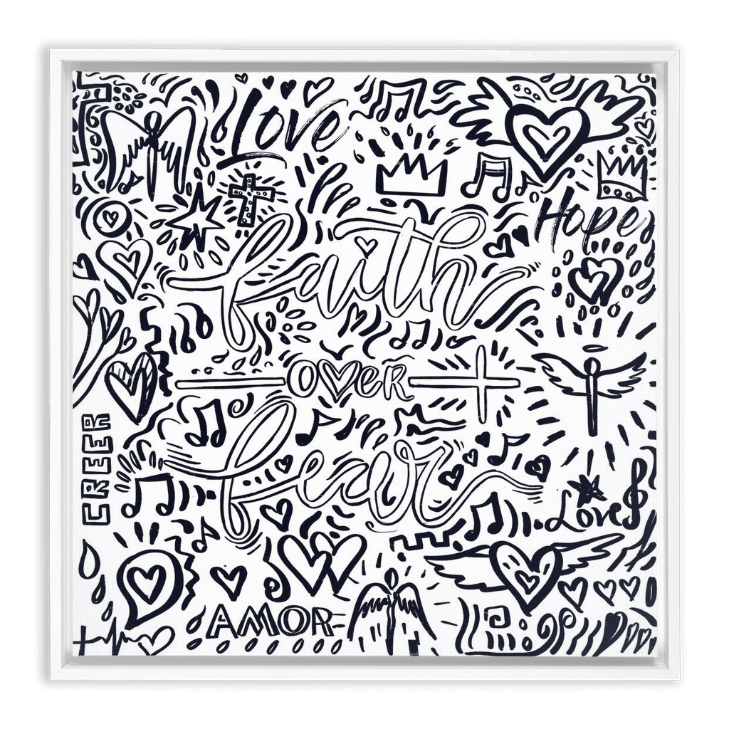 Colors of Faith Edition- Faith Over Fear artwork detail - interactive canvas print that comes alive with mobile app wall art