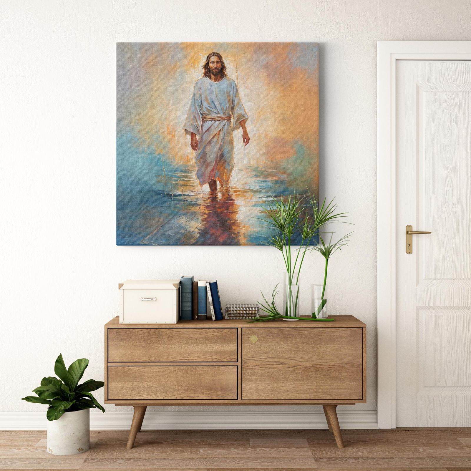 Harbor of Hope artwork detail - smiling Jesus painting wall art