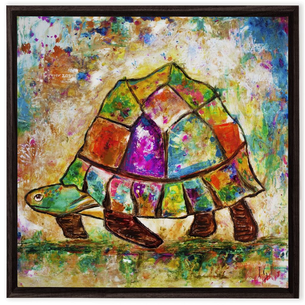 Sea Turtle Painting artwork detail - interactive canvas print that comes alive with mobile app wall art