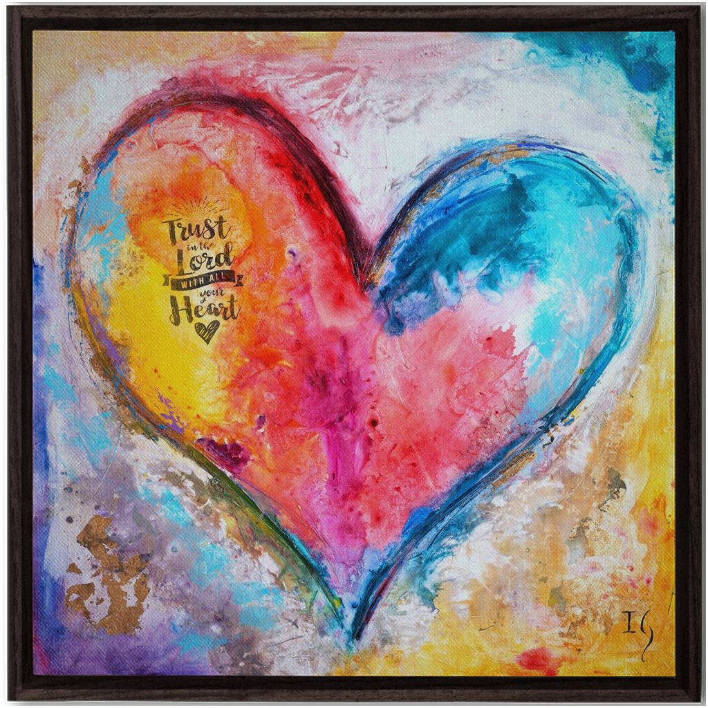 Trust In The Lord artwork detail - heart painting canvas print wall art