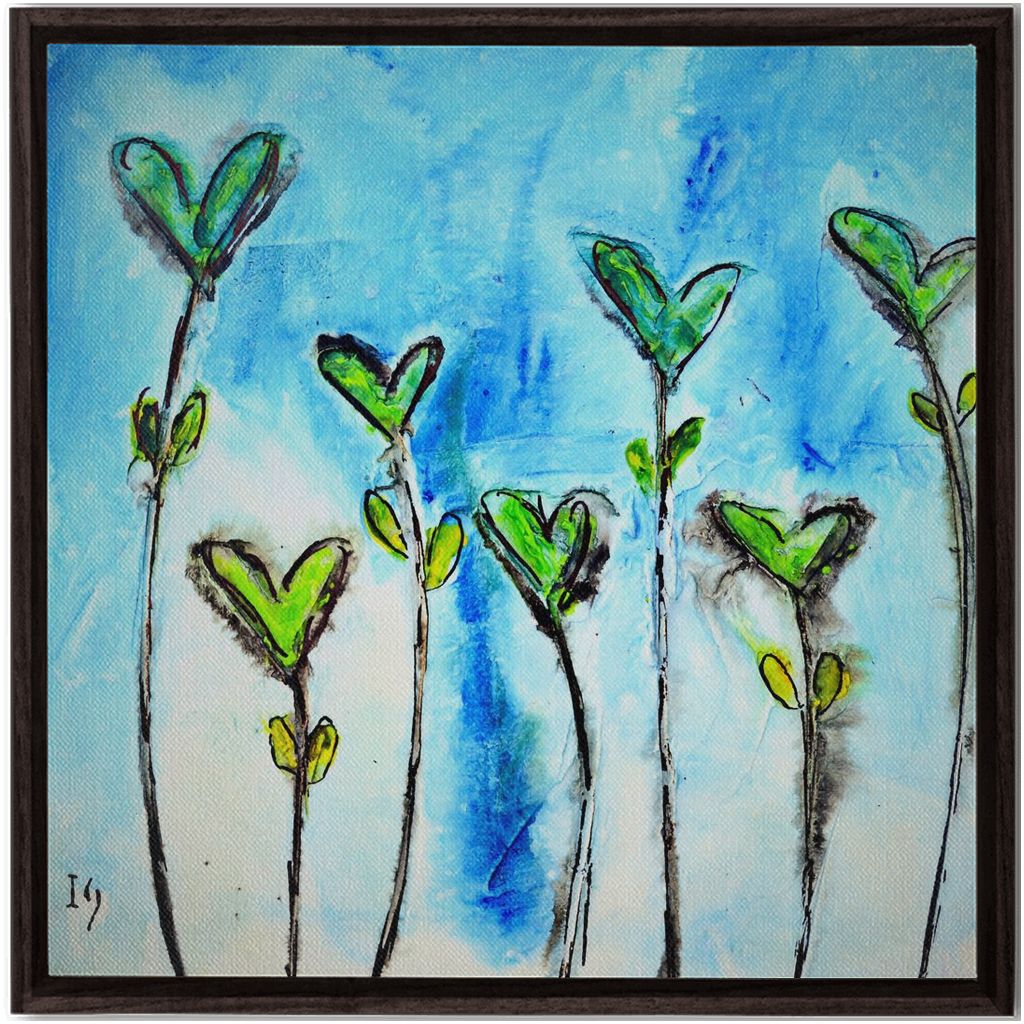 Love Flowers artwork detail - heart painting canvas print wall art