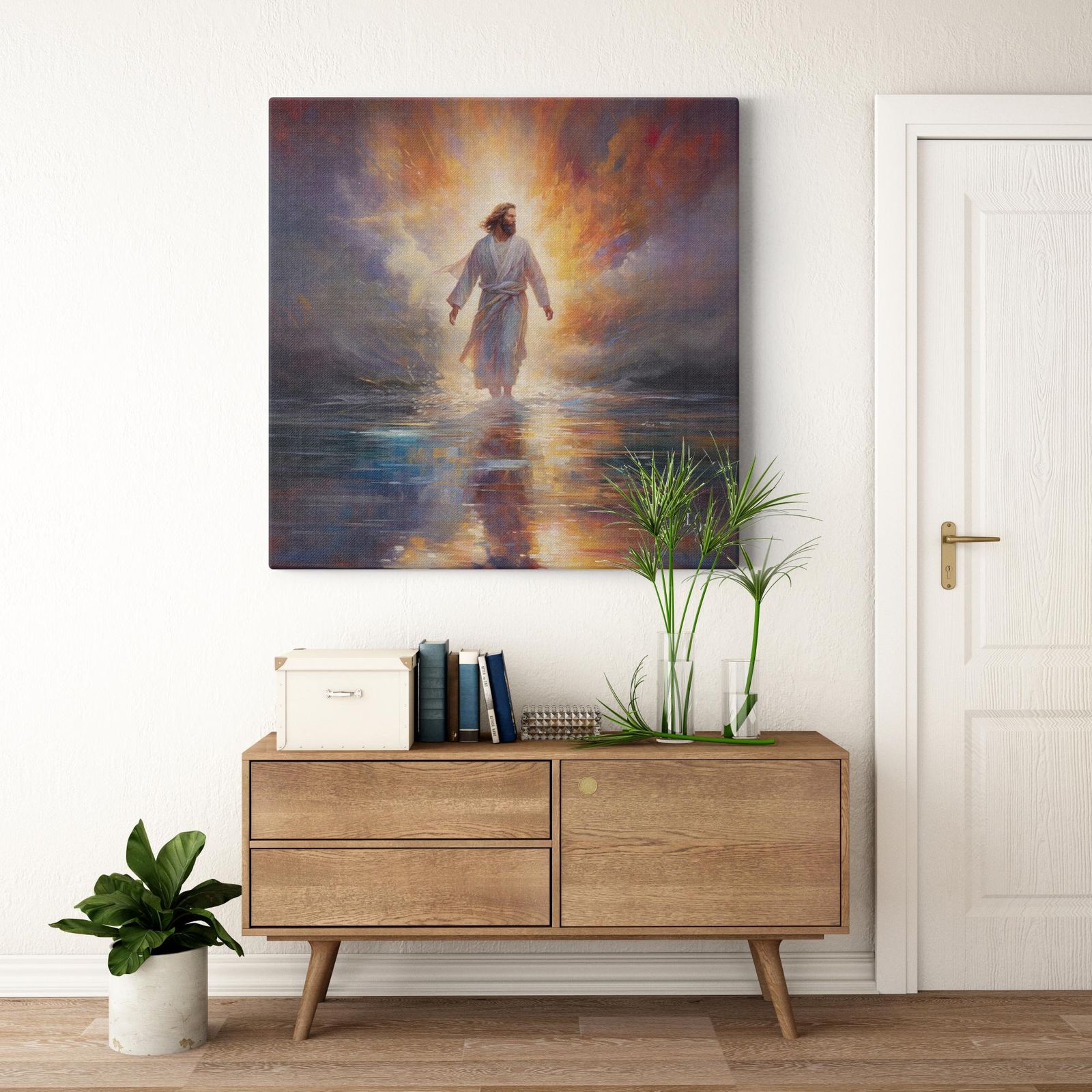Jesus, the Beacon of Hope artwork detail - smiling Jesus painting wall art