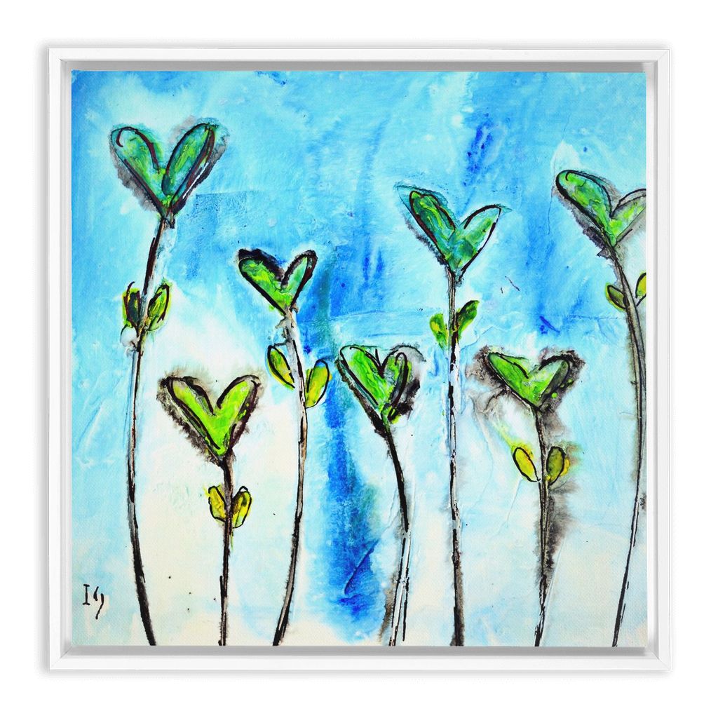 Love Flowers artwork detail - heart painting canvas print wall art