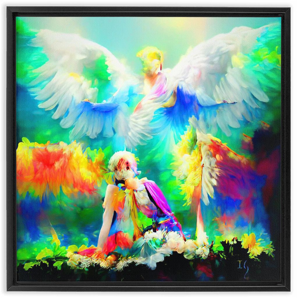 Daniel and the Lions’ Den artwork detail - angel painting canvas print wall art