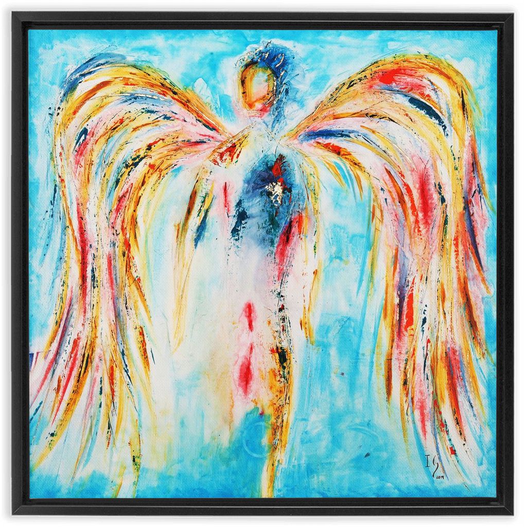 Leaning on the Everlasting Arms artwork detail - angel painting canvas print wall art