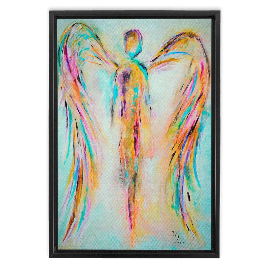 Guardian Angel artwork detail - angel painting canvas print wall art