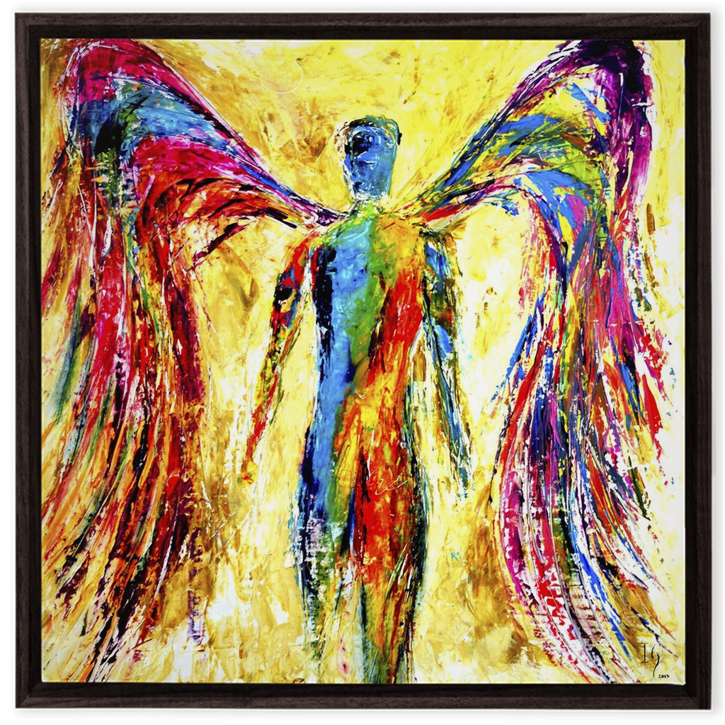 Angel of Protection artwork detail - interactive canvas print that comes alive with mobile app wall art