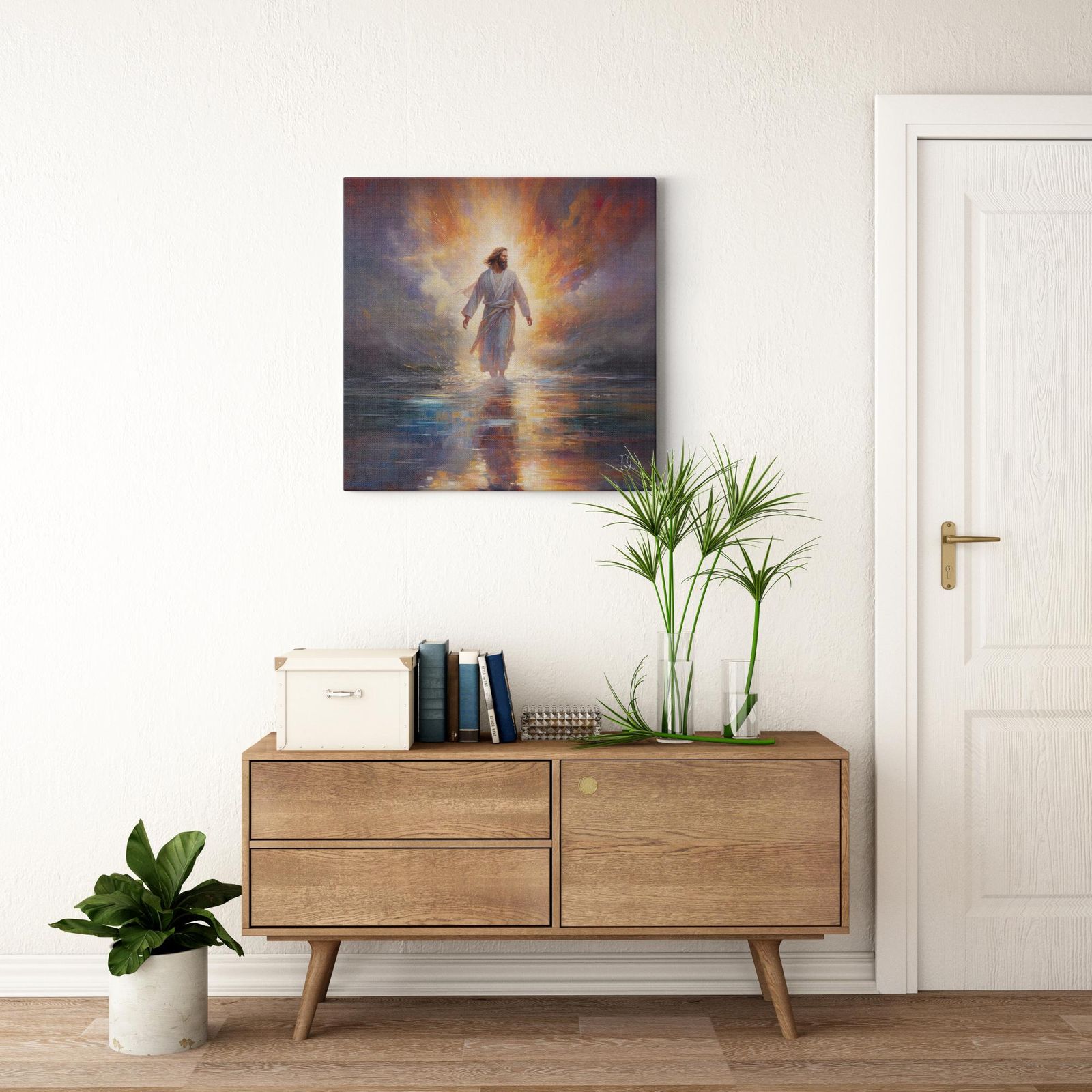 Jesus, the Beacon of Hope artwork detail - smiling Jesus painting wall art