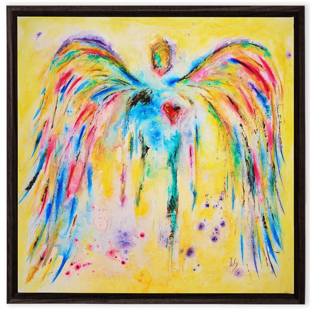 Rainbow Colors artwork detail - angel painting canvas print wall art