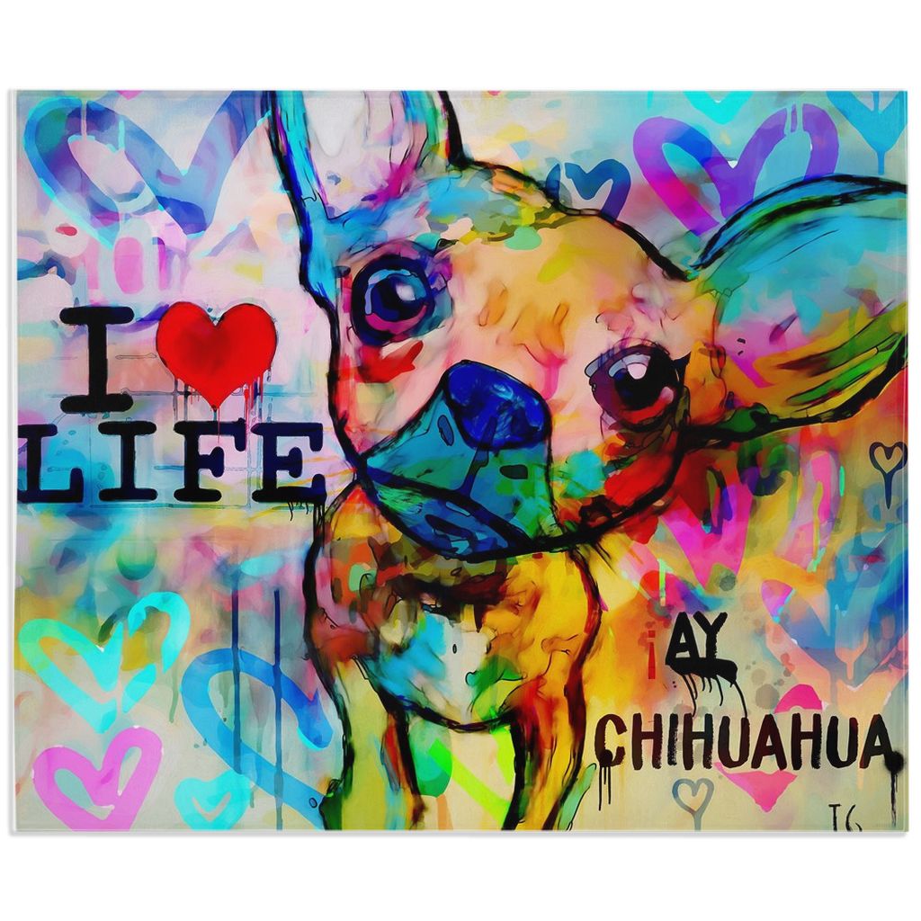 Ay Chihuahua Minky Blankets canvas print in room setting - christian blanket by Ivan Guaderrama
