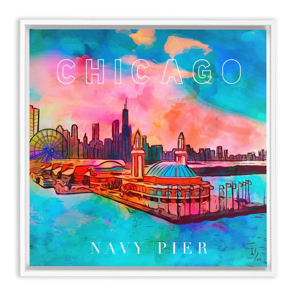 Navy Pier Chicago artwork detail - commission art canvas print wall art