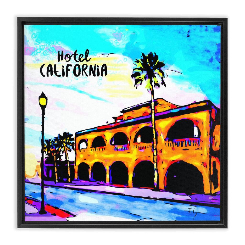 Hotel California artwork detail - interactive canvas print that comes alive with mobile app wall art
