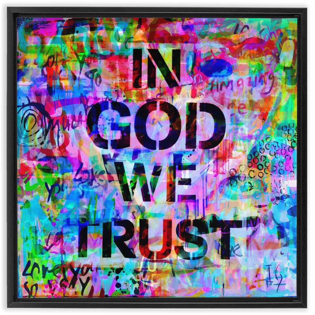 In God We Trust artwork detail - interactive canvas print that comes alive with mobile app wall art