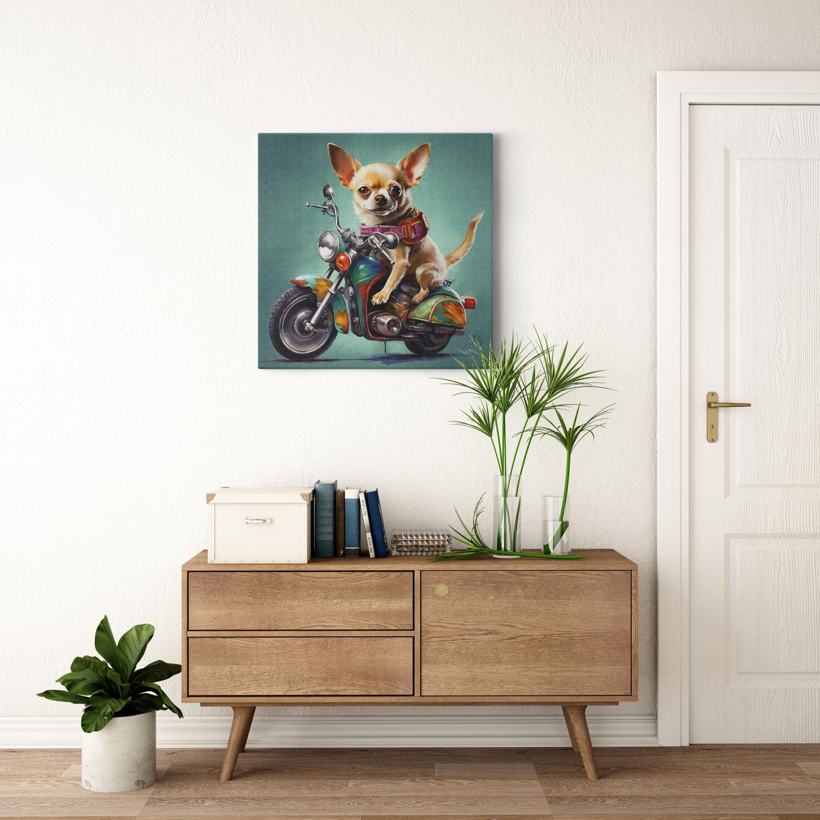 Chihuahua Escapade artwork detail - colorful pet portrait art wall art