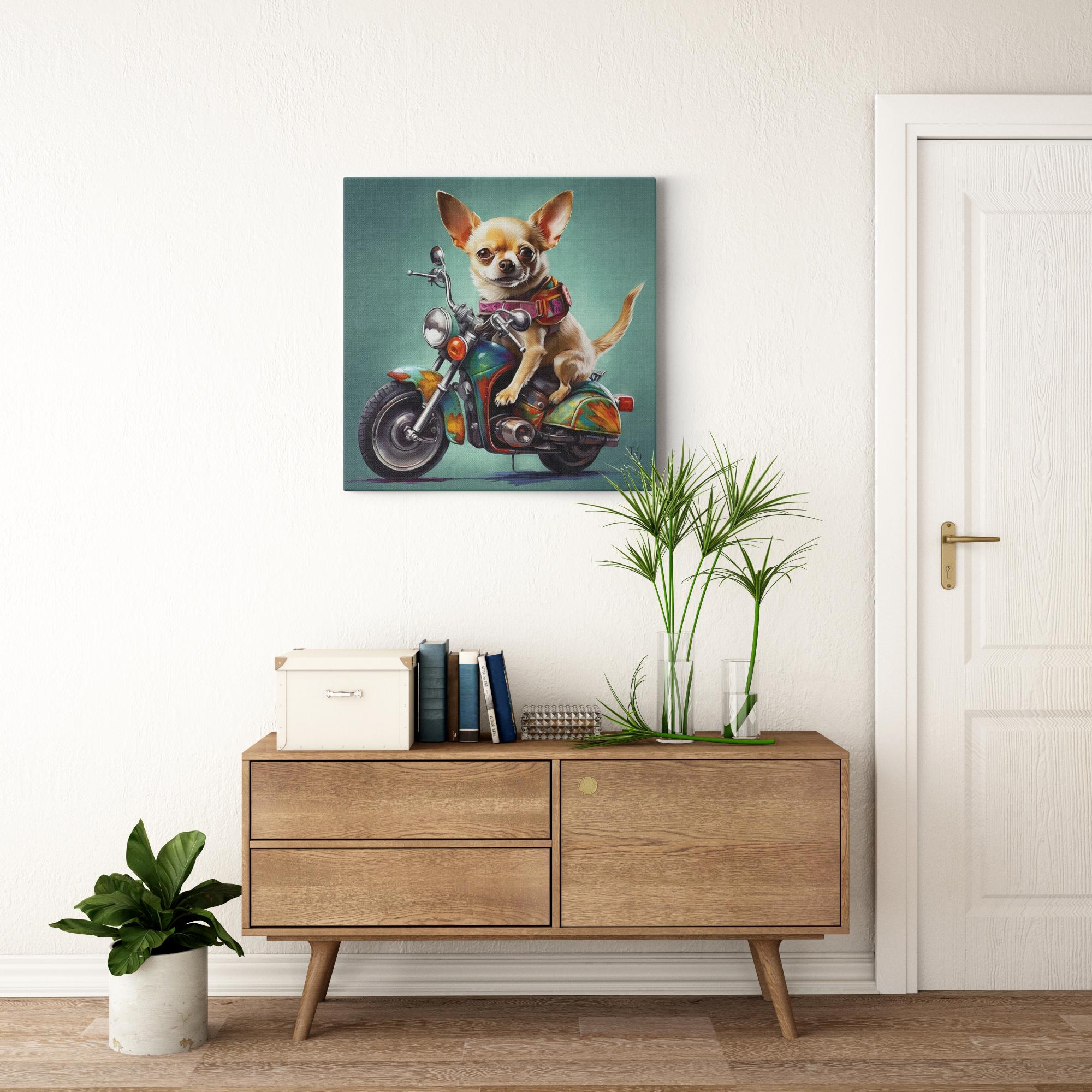 Chihuahua Escapade artwork detail - colorful pet portrait art wall art
