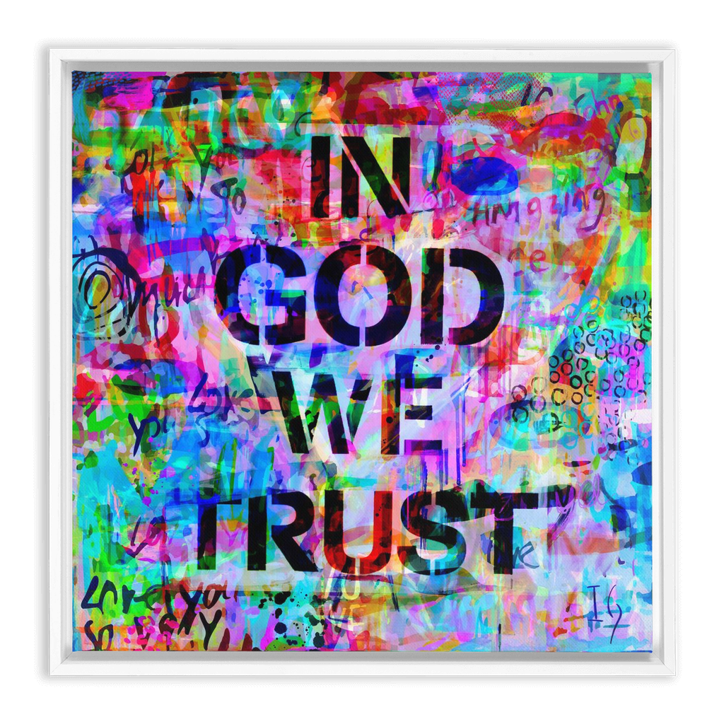 In God We Trust artwork detail - interactive canvas print that comes alive with mobile app wall art