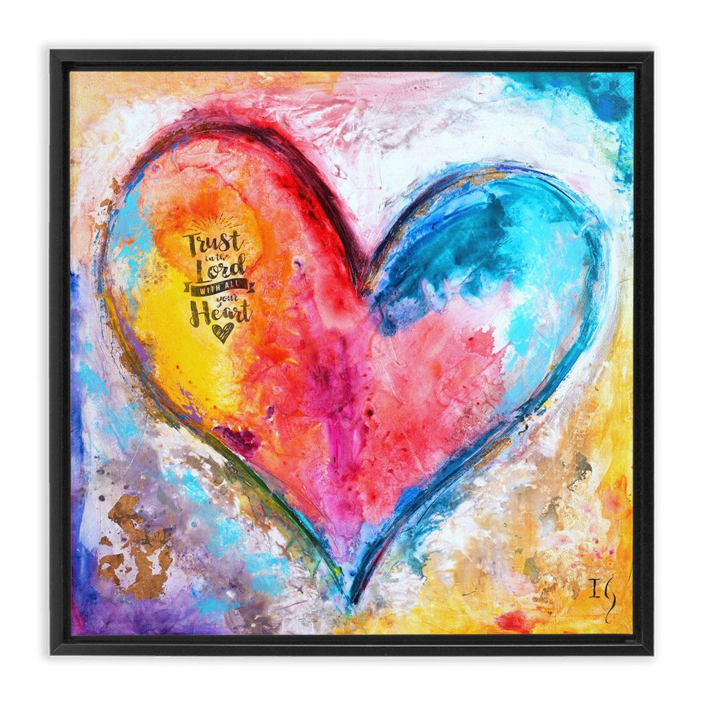 Trust In The Lord artwork detail - heart painting canvas print wall art
