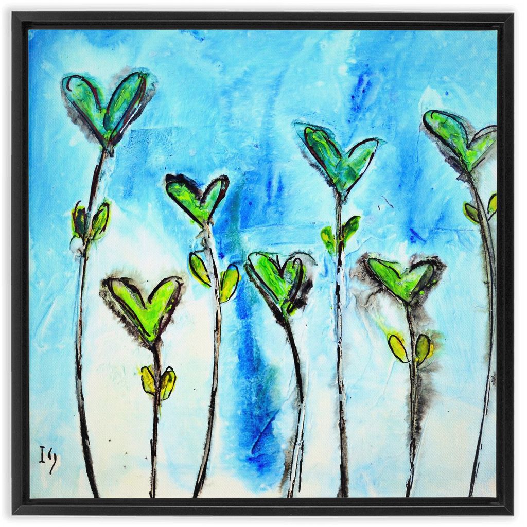 Love Flowers artwork detail - heart painting canvas print wall art