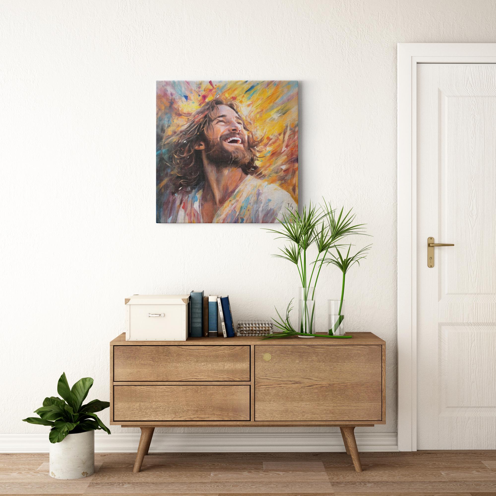 Jesus - Euphoria in Divine Radiance artwork detail - interactive canvas print that comes alive with mobile app wall art
