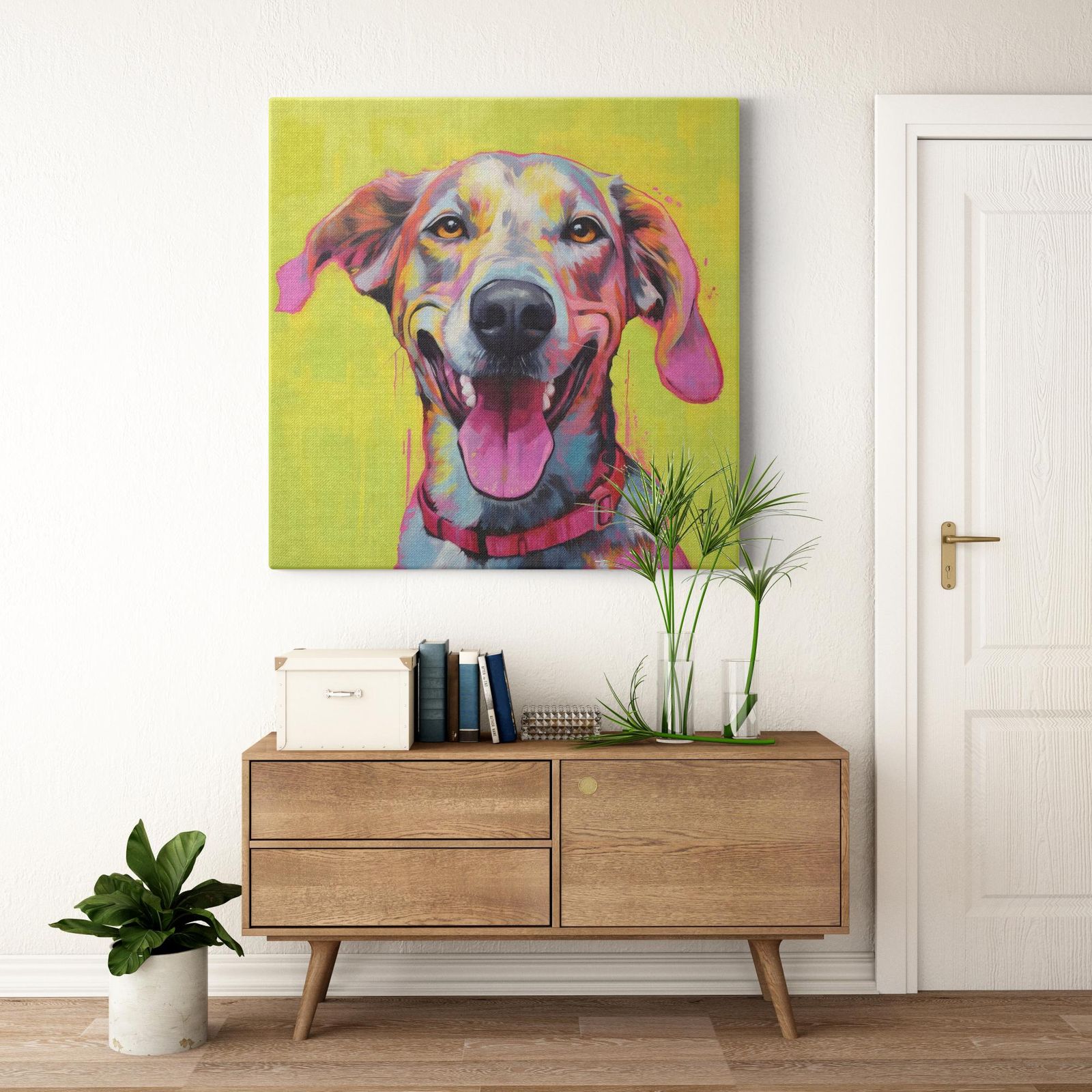 Emerald Enchantment artwork detail - colorful pet portrait art wall art