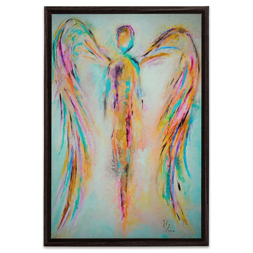 Guardian Angel artwork detail - angel painting canvas print wall art