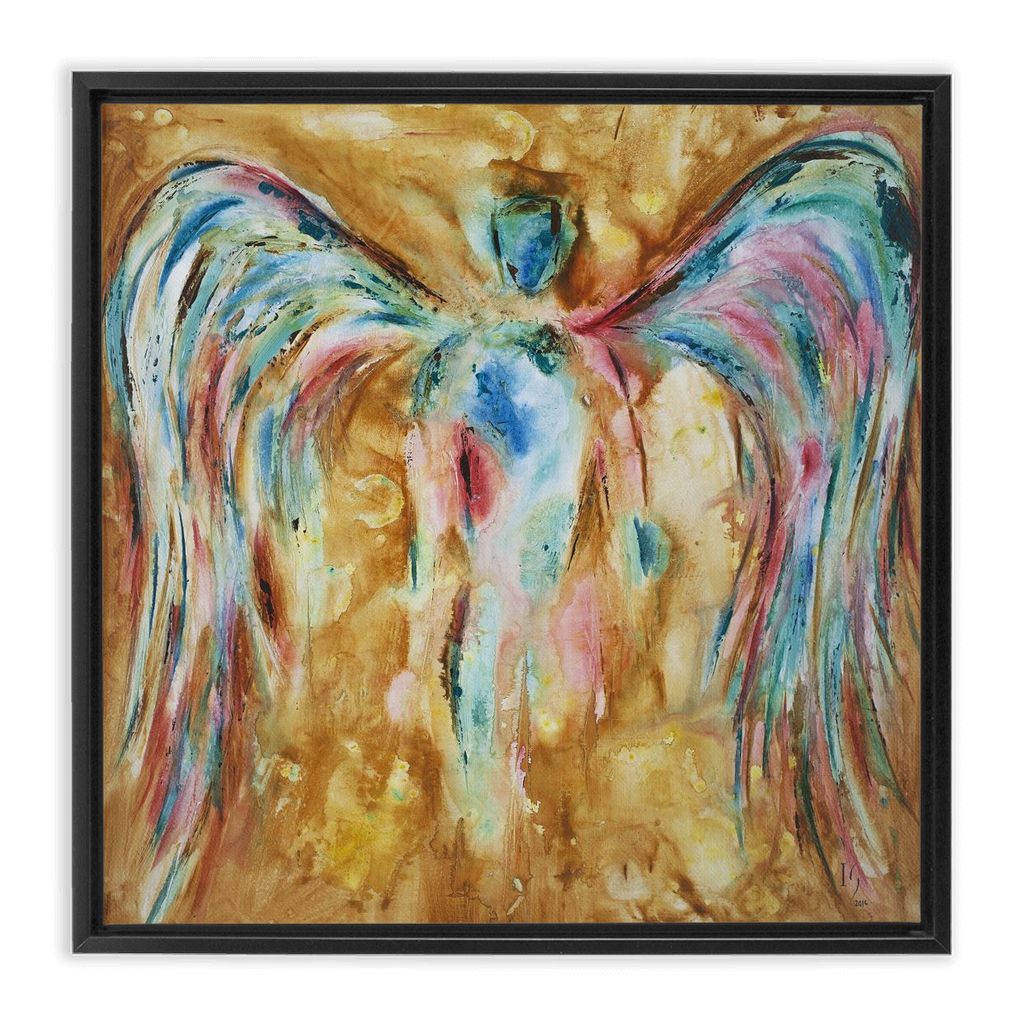 Golden Angel artwork detail - interactive canvas print that comes alive with mobile app wall art