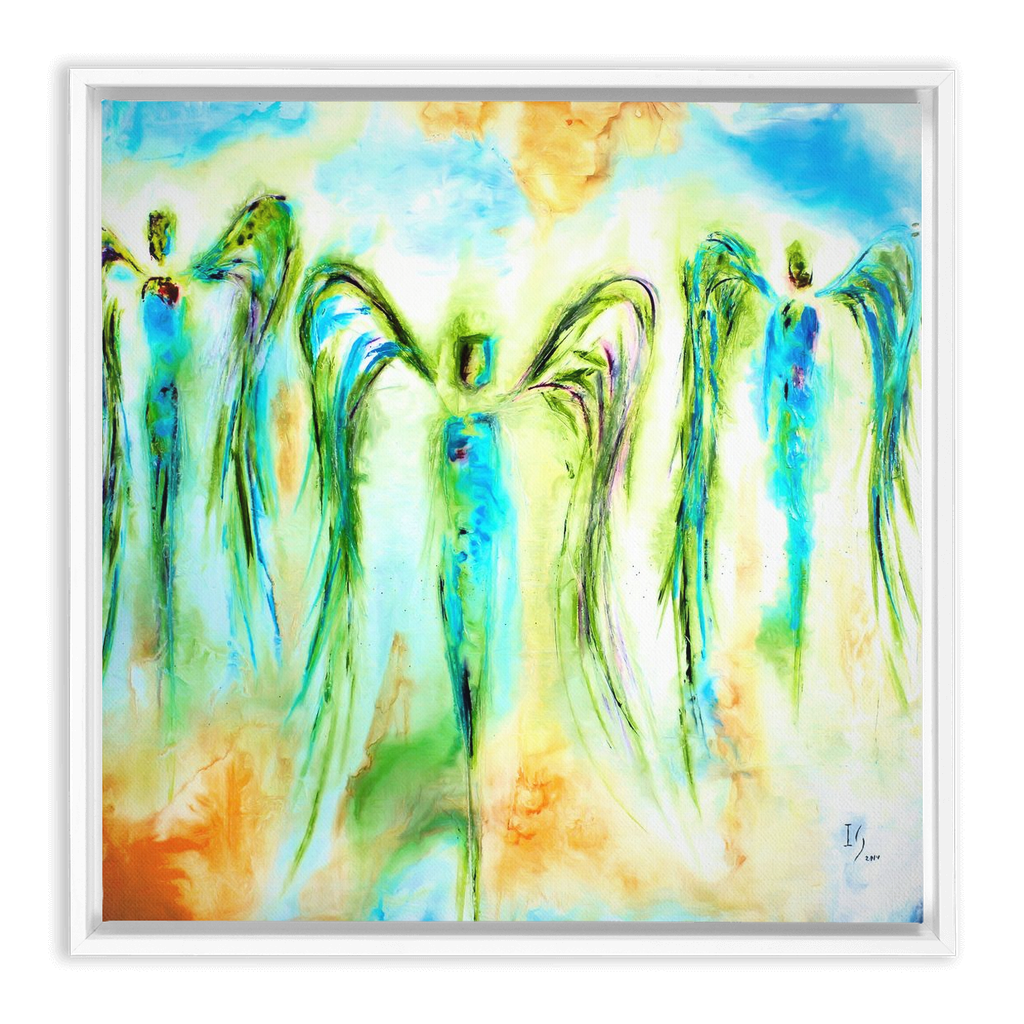 Celestial Choir artwork detail - angel painting canvas print wall art