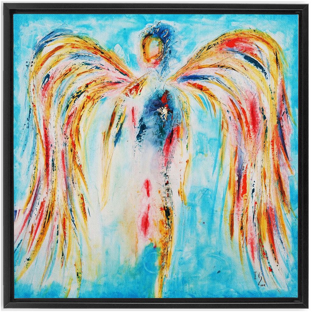 Leaning on the Everlasting Arms artwork detail - angel painting canvas print wall art