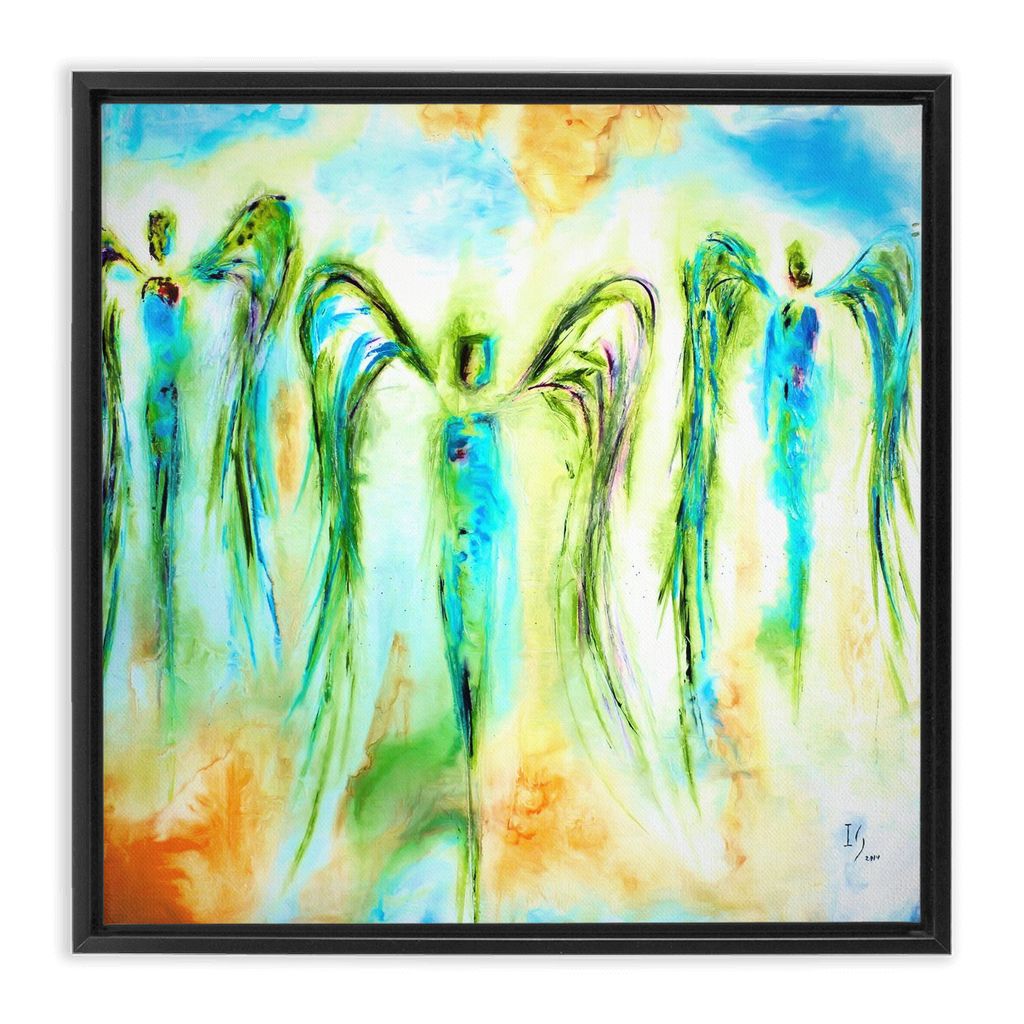 Celestial Choir artwork detail - angel painting canvas print wall art