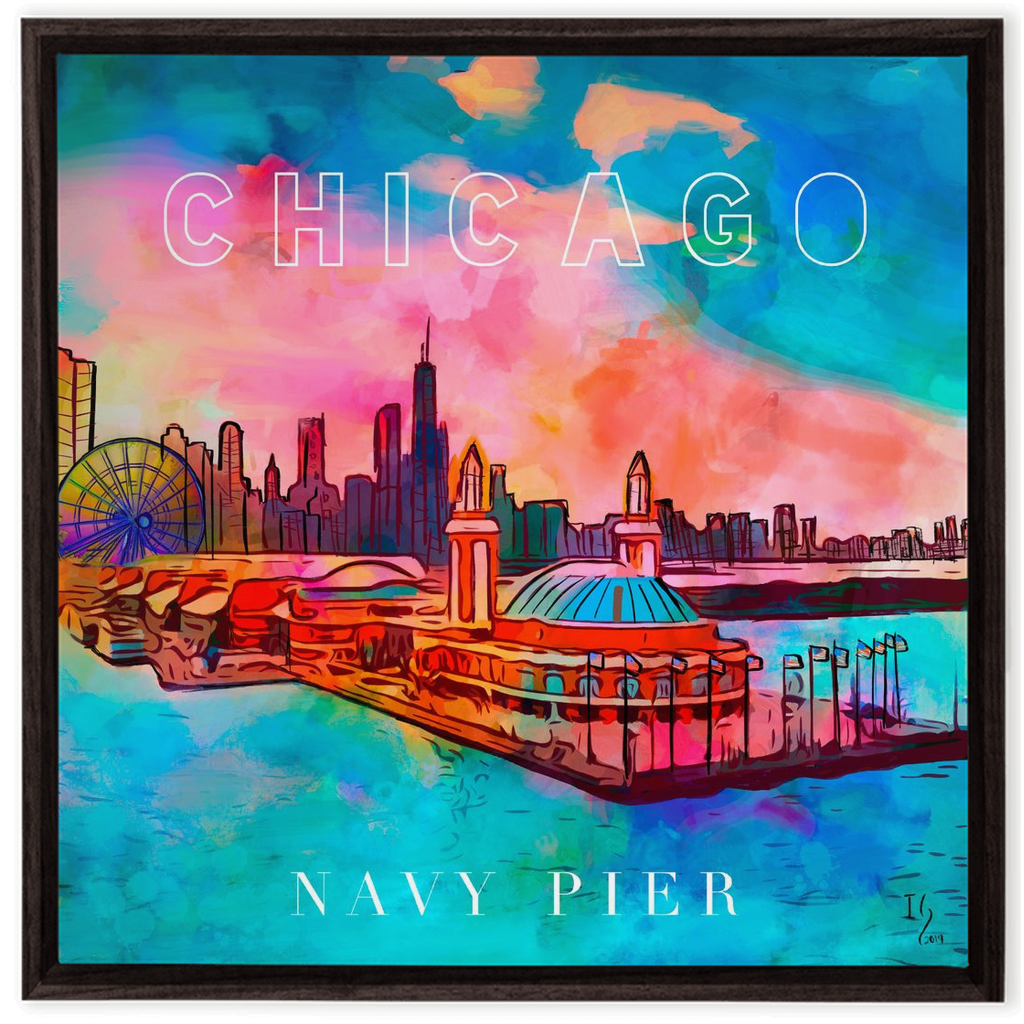 Navy Pier Chicago artwork detail - commission art canvas print wall art