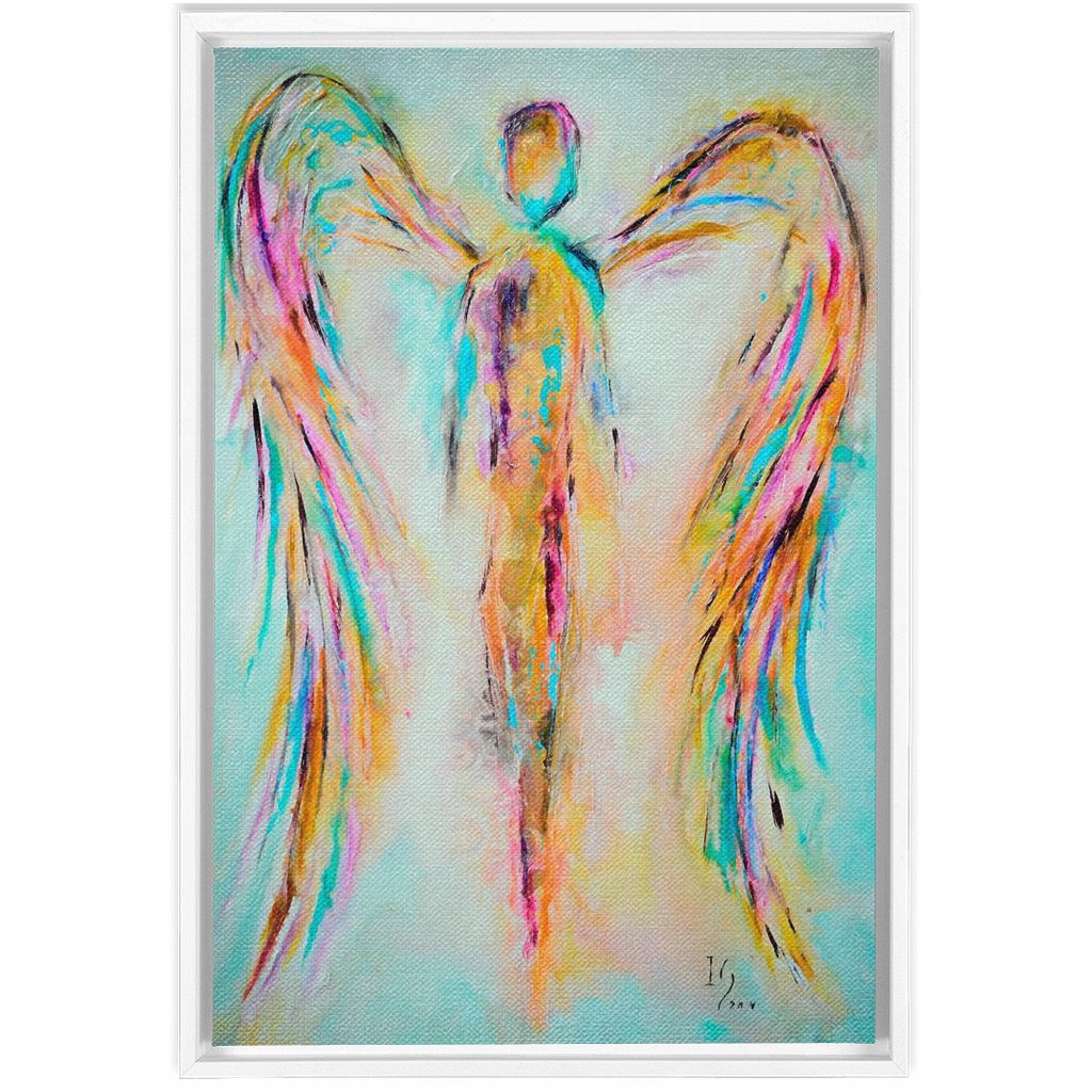 Guardian Angel artwork detail - angel painting canvas print wall art