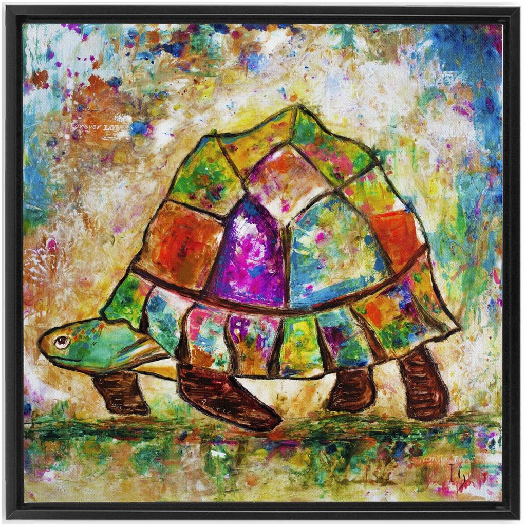 Sea Turtle Painting artwork detail - interactive canvas print that comes alive with mobile app wall art