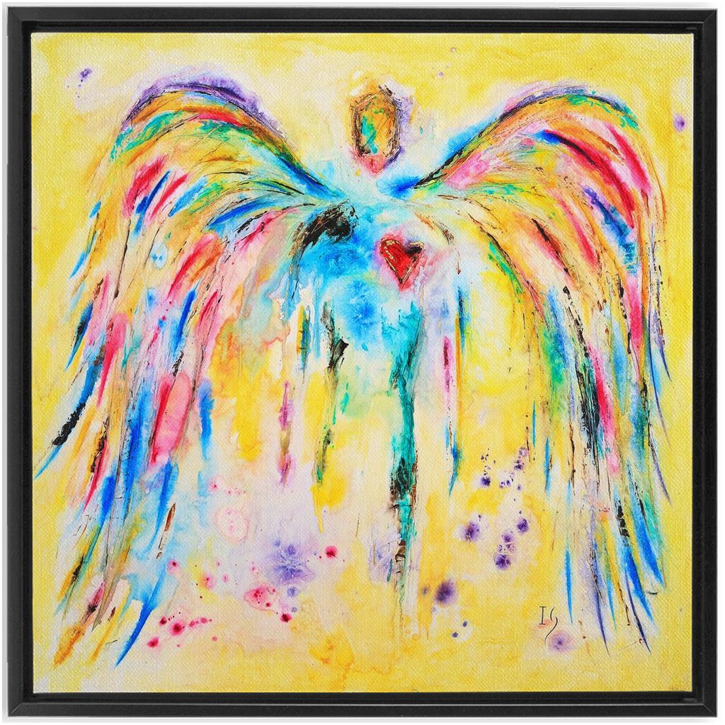 Rainbow Colors artwork detail - angel painting canvas print wall art
