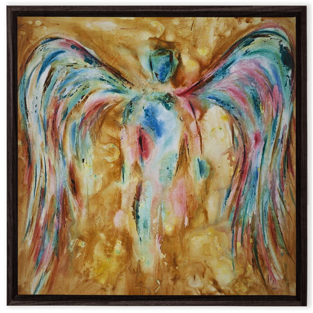Golden Angel artwork detail - interactive canvas print that comes alive with mobile app wall art