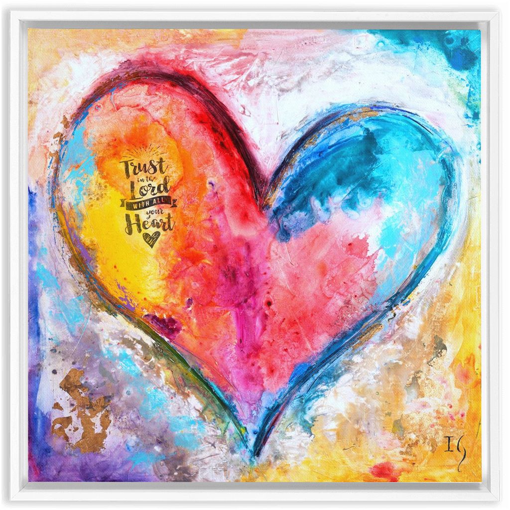 Trust In The Lord artwork detail - heart painting canvas print wall art