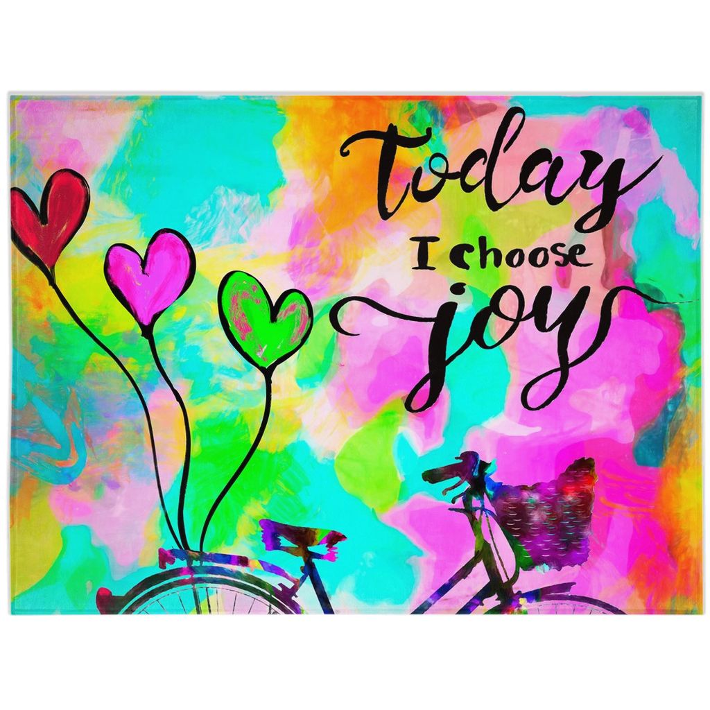 Today I Choose Joy Minky Blankets canvas print in room setting - christian blanket by Ivan Guaderrama