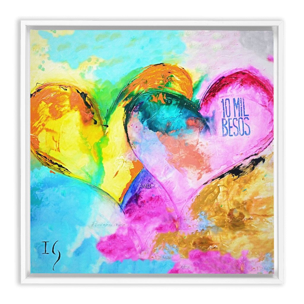 10 mil besos artwork detail - heart painting canvas print wall art