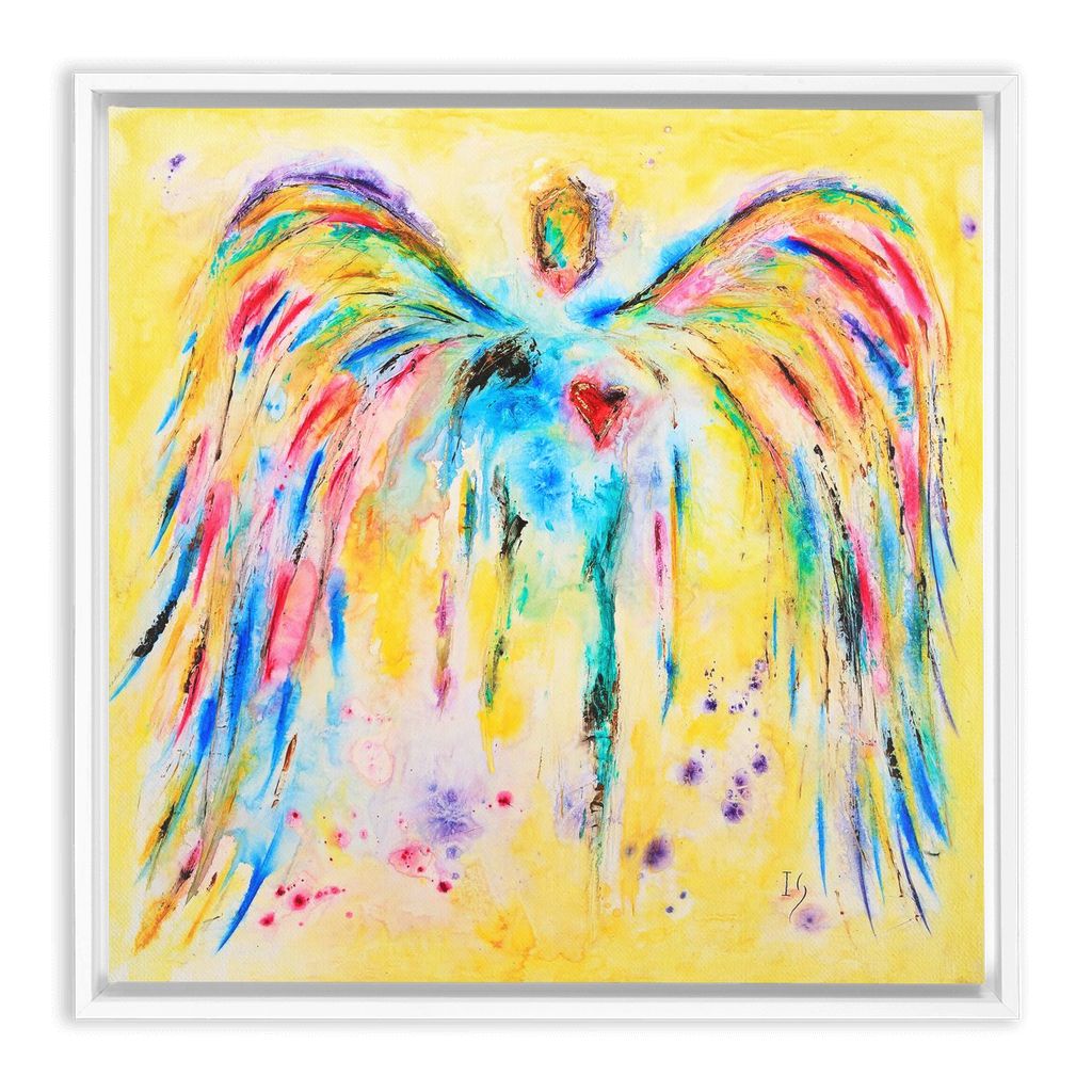 Rainbow Colors artwork detail - angel painting canvas print wall art