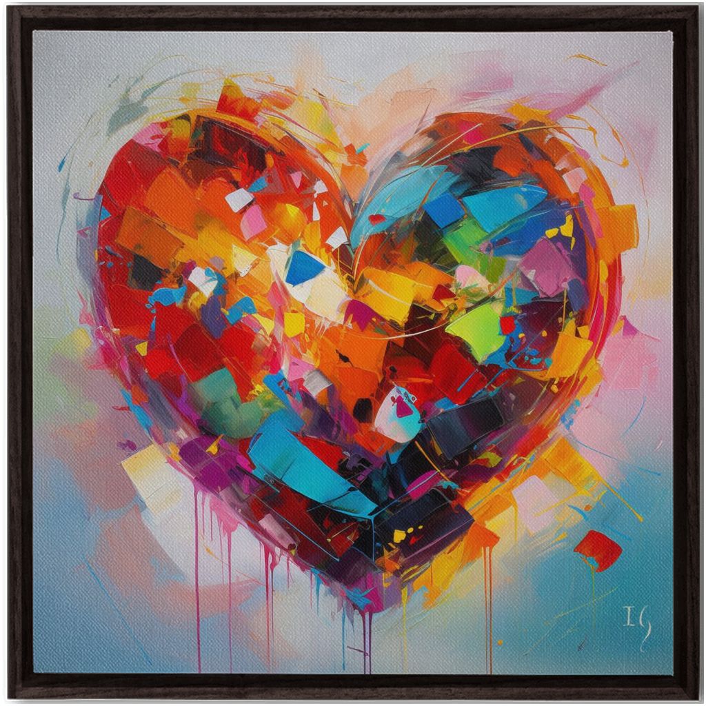 Colorful Fresh Emotions artwork detail - heart painting canvas print wall art
