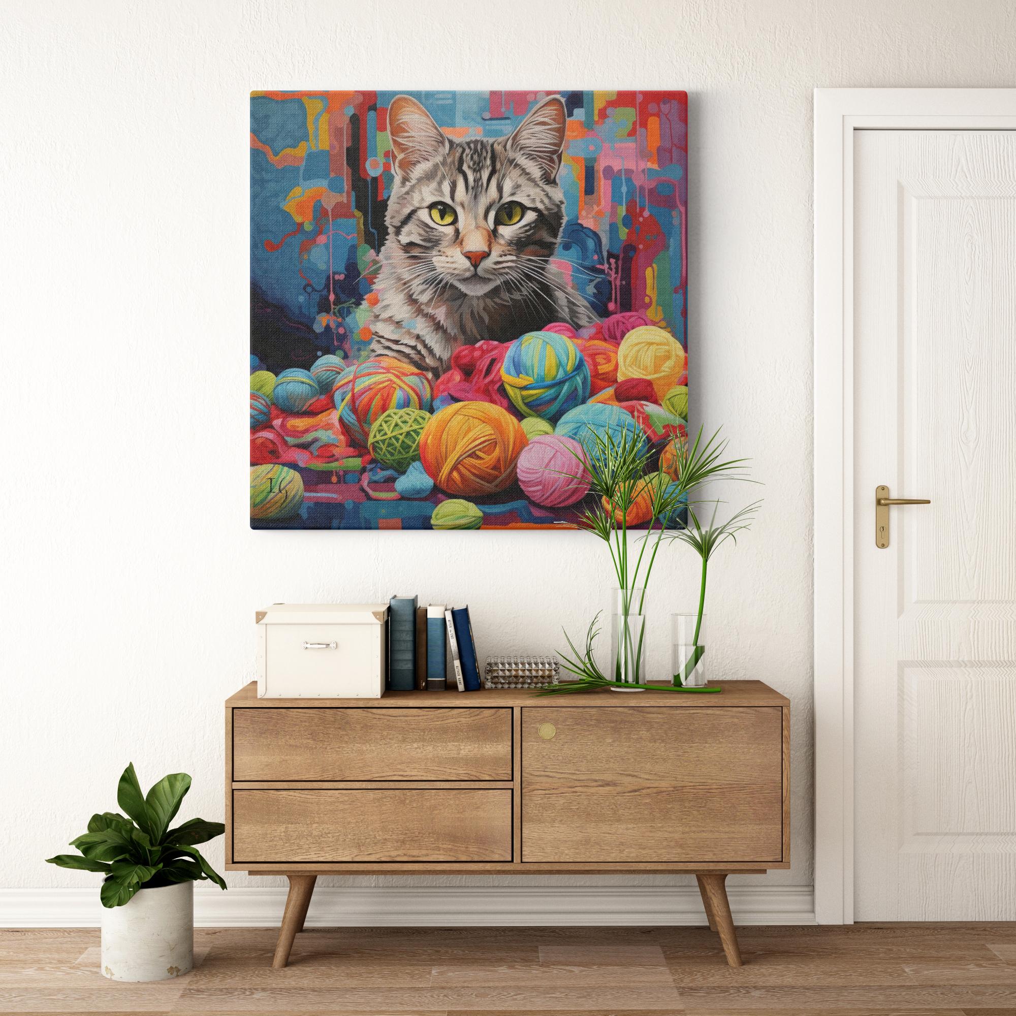 Kaleidoscope Kitty artwork detail - colorful pet portrait art wall art