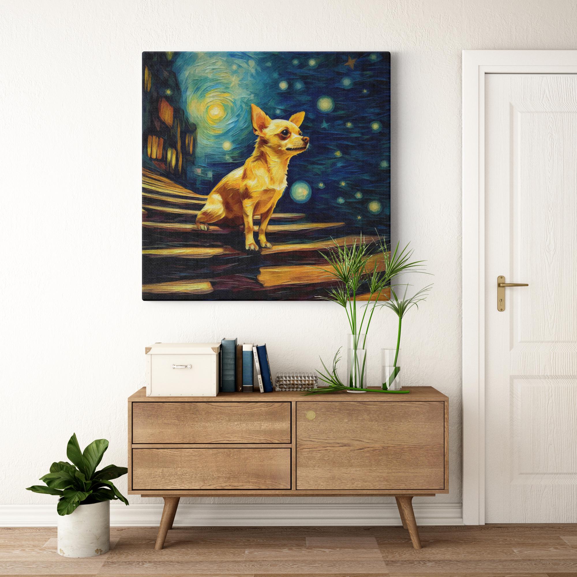 A Chihuahua's Heavenward Gaze artwork detail - colorful pet portrait art wall art