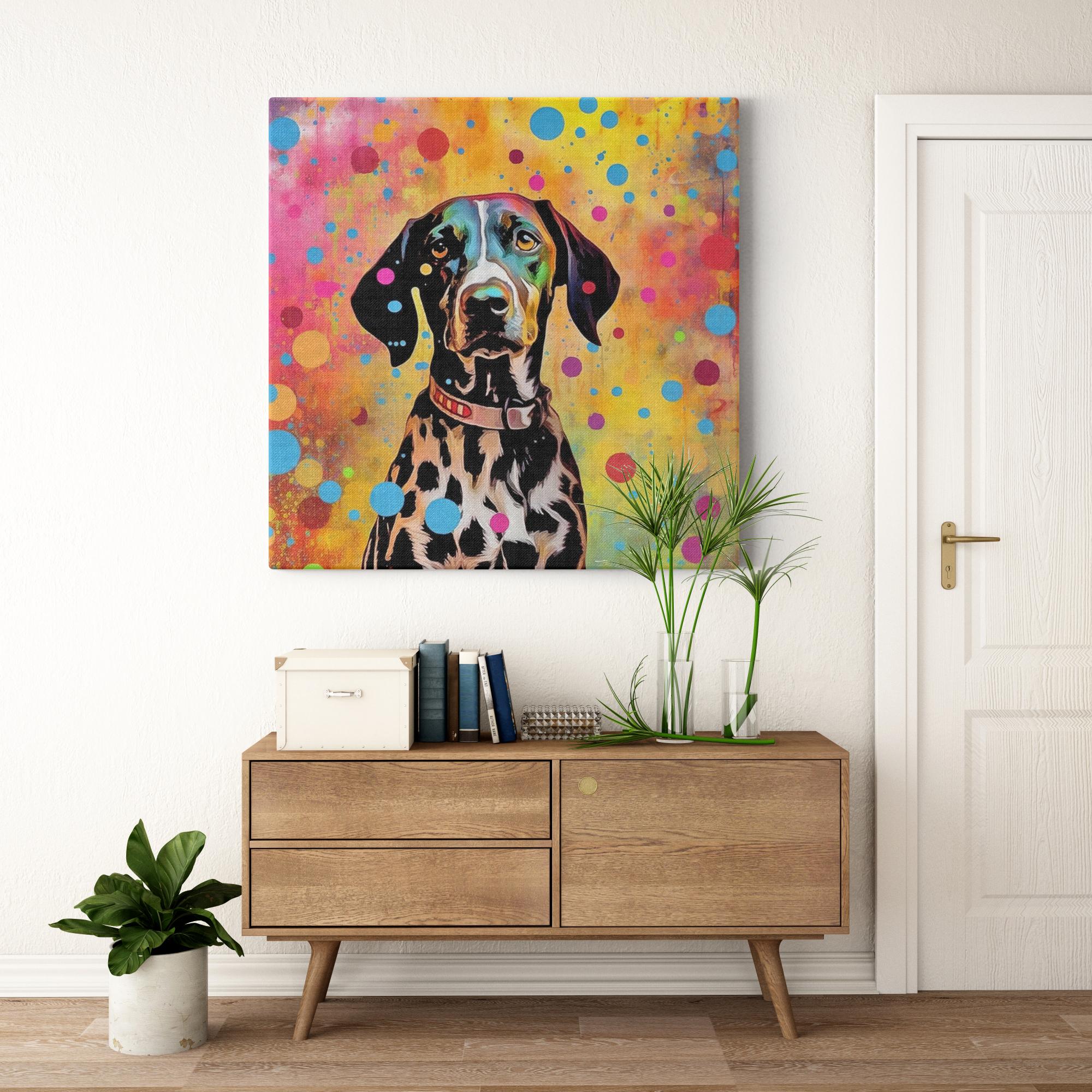 Spotted Charm artwork detail - colorful pet portrait art wall art