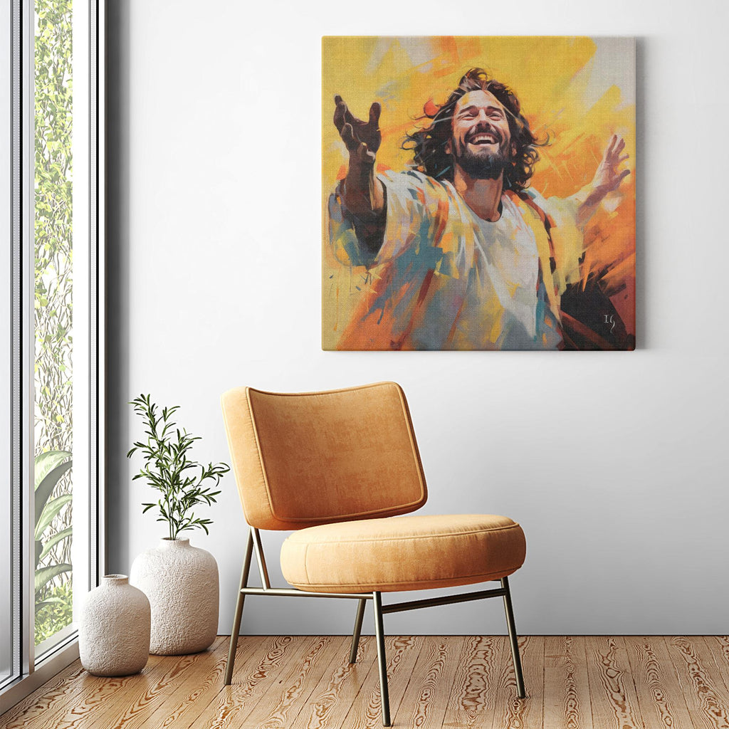Jesus; The Light of the World artwork detail - interactive canvas print that comes alive with mobile app wall art