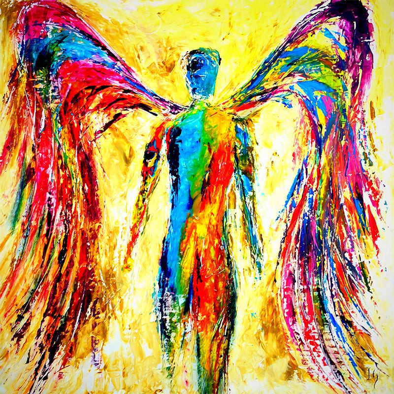 Angel of Protection - Limited Edition - original angel painting by Ivan Guaderrama
